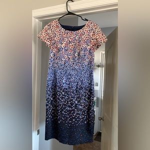 Talbots Short sleeve blue, coral, and white floral dress. Size XS